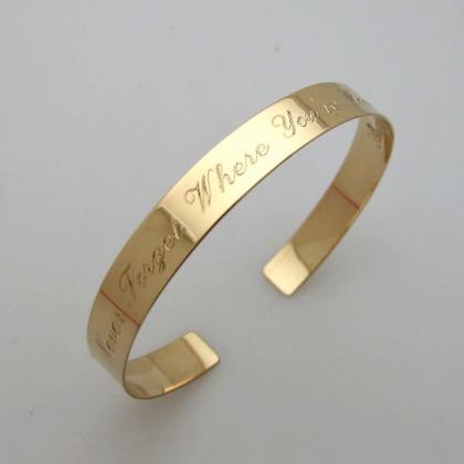 Personalized Gold Cuff Bracelet - Custom Engraved..