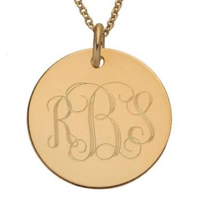 Monogram Engraved Necklace - Custom Engraved Gold..