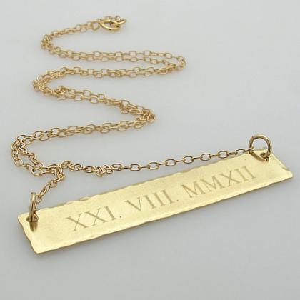 Roman Numeral Date Necklace - Wedding Date..