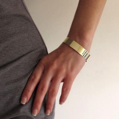 Monogram Cuff Bracelet - Gold Personalized Wide..
