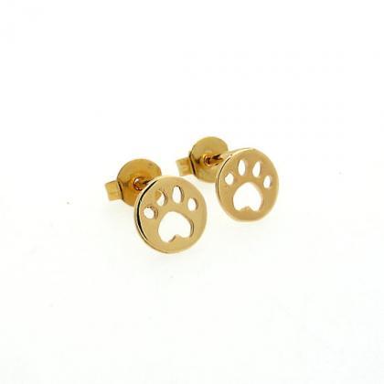 Gold Paw Earrings - Tiny Paw Shaped Stud Earrings..
