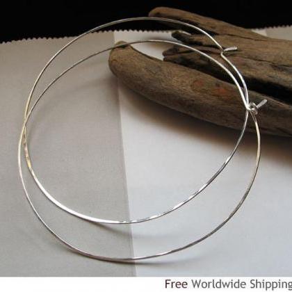 Sterling Silver Large Hoop Earrings - Modern Hoops..