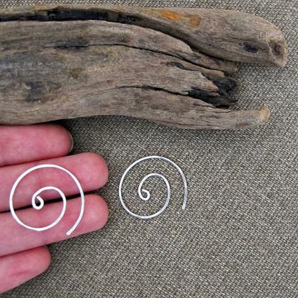 Spiral Hoop Earrings - Sterling Silver Swirl Hoops..