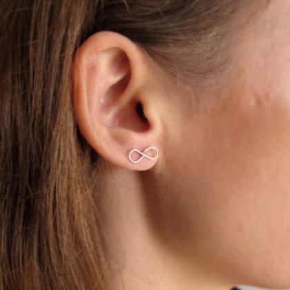 Minimalist Stud Earrings - Infinity Studs -..