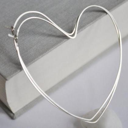Heart Hoop Earrings - Sterling Silver Heart Hoops..