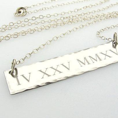 Personalized Roman Numeral Necklace - Custom..