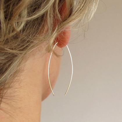 Sterling Silver Gold Wishbone Earring - Modern..