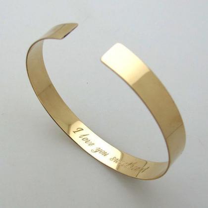 Personalized Gold Bangle Bracelet -..