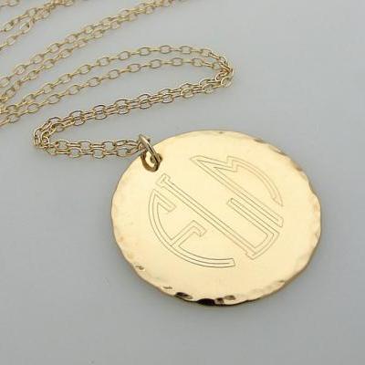 Initial Monogram Pendant - Engraved Gold Monogram Necklace - Personalized Necklace - Gold initial necklaces - 3 Letters Pendant