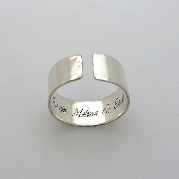 Inside Engraved Ring - Custom Ring - Personalized Band For Her Or Him - Names Ring, Sterling Silver Band - Hidden Message Ring