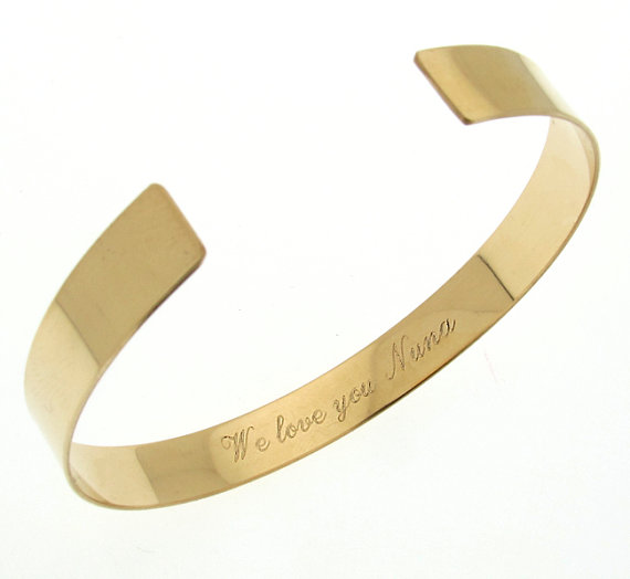 Inside Engraved Bracelet, Perosnalized Gold Cuff Bracelet, Custo Open Bangle, Gifts for her. Perosnalized Jewelry