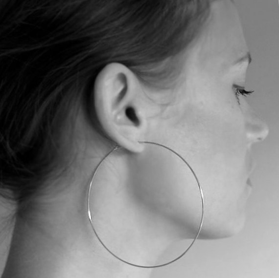 Sterling Silver Large Hoop Earrings - Modern Hoops - Elegant Earrings For Women - 3 Inch Silver Hoops