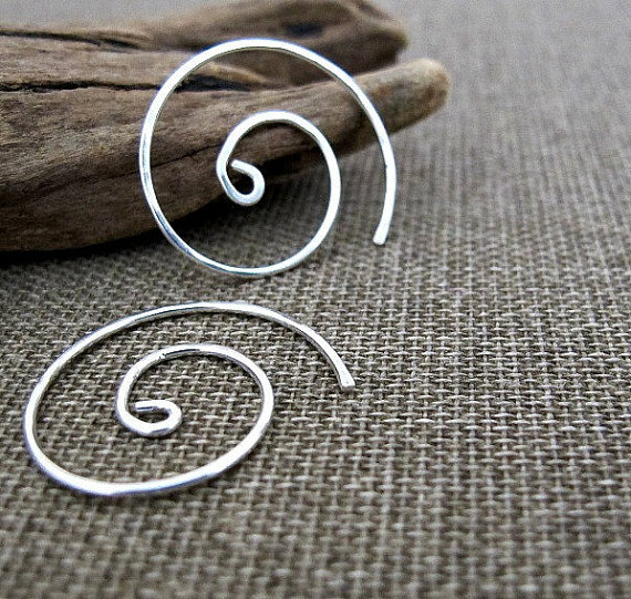 Spiral Hoop Earrings - Sterling Silver Swirl Hoops - Fashion Jewelry - Minimalist Earrings