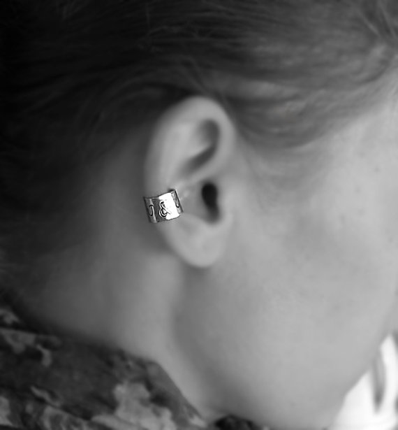Personalized Cuff Ear Wire - Customized Ear Cuff - Initials Engraved Earring - Customized Earring Cuff