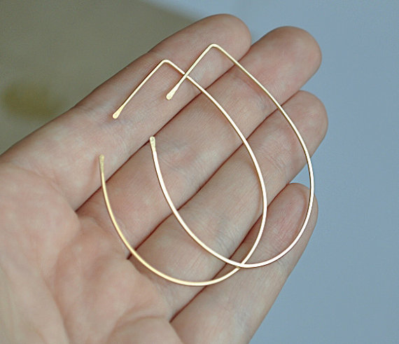 Petal Hoop Earrings - Lotus Shaped Hoops - Unique Earrings - Gold Filled Earrings