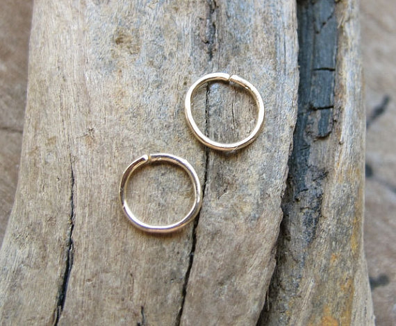 Cartilage Hoops - Minimalist Gold Earrings - Extra Small Hoops For Helix, Nose Ring, Endless, Tragus, Nose Ring, Seamless, Catchless