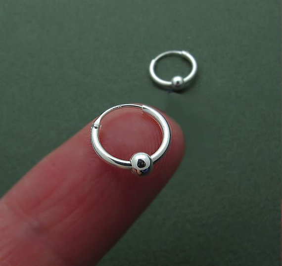 Minimalist Hoop Earrings - Sterling Silver Hoops With Bead - Ball Earrings - Unisex Earrings