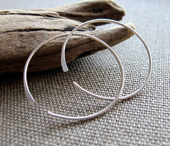 Modern Hoop Earrings - Open Circle Hoops - Sterling Silver Earrings - Everyday Earrings